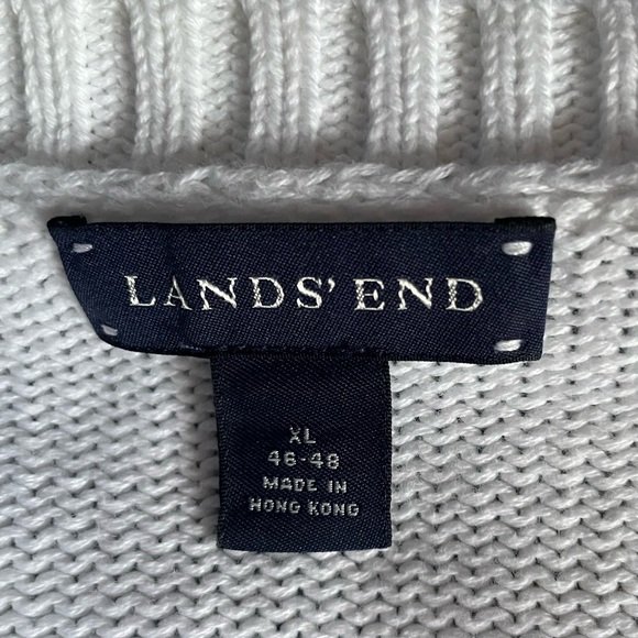 Lands End men’s cotton white v neck sweater - Picture 6 of 8